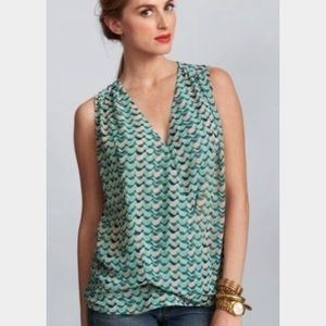 Cabi Tweet Tank Top # 342 Green and Blue Sz med